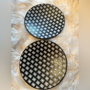 Tabletops Lifestyles Tempo Coupe Salad Plates x2 Black White Circles in Squares